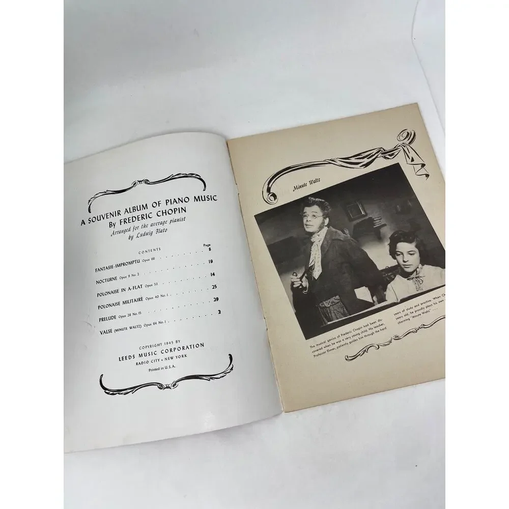 1945 Vintage Souvenir Album of Piano Music by Frederic Chopin Song Book‎